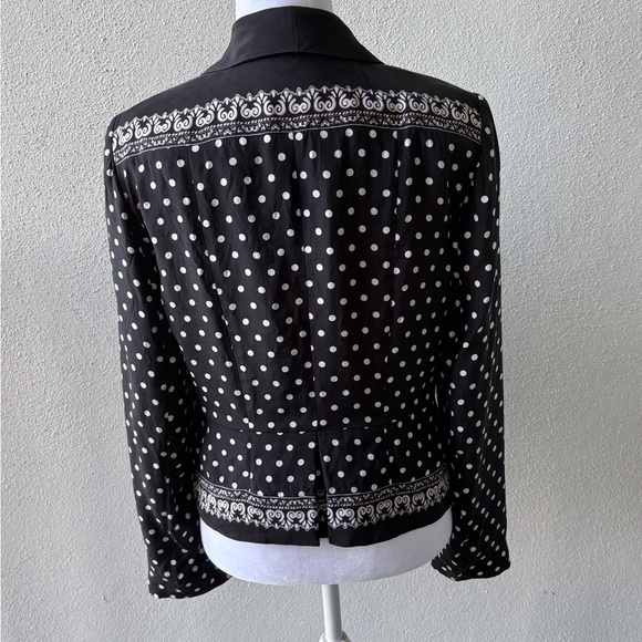White House Black Market Jacket Size 8 Black/White Polka Dot Silk Career Office - Picture 2 of 15